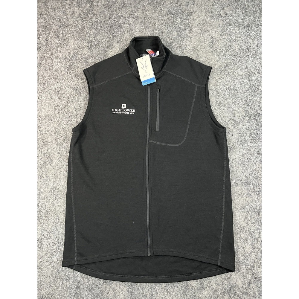 Ibex Shak Vest Mens Medium Black Full Zip Merino Wool - NWT $215 MSRP